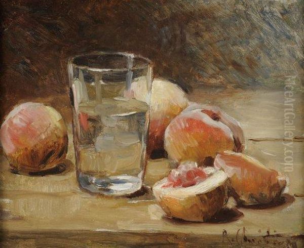 Nature Morte Aux Peches Oil Painting by Rene Louis Chretien