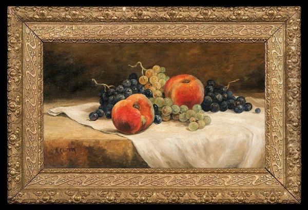 Apples And Grapes Oil Painting by Rene Louis Chretien