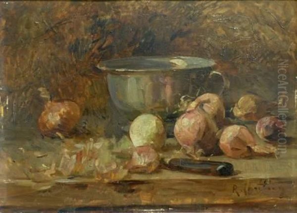 Nature Morte Aux Oignons Oil Painting by Rene Louis Chretien