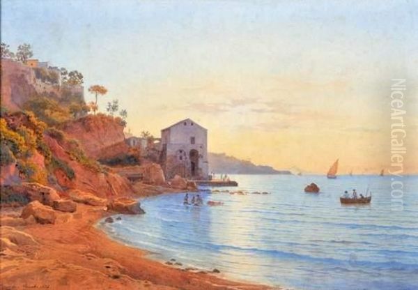 Vue De Sorrente. Oil Painting by Salomon Corrodi