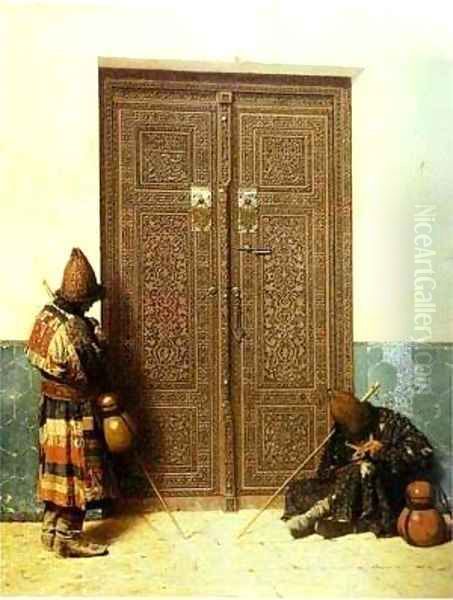 At The Door Of A Mosque 1873 Oil Painting by Vasili Vasilyevich Vereshchagin