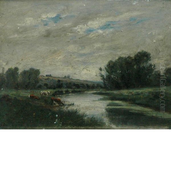 On The Marsh Oil Painting by Charles-Francois Daubigny