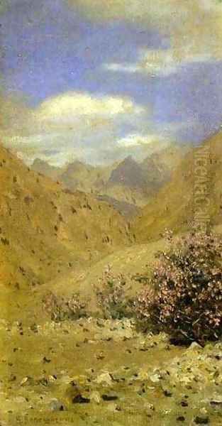 Roses In Ladakh 1874-1876 Oil Painting by Vasili Vasilyevich Vereshchagin