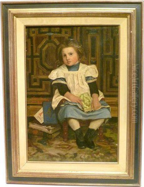 Fillette Assise Oil Painting by Leon Meuter De Brunin