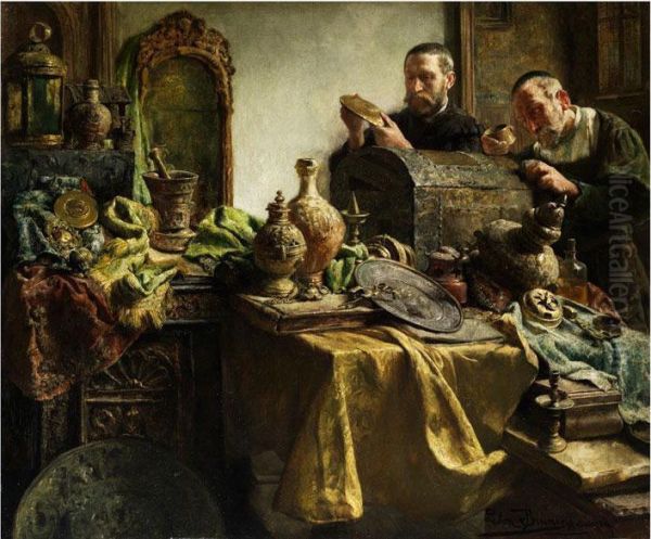 In Der Raritatenkammer Oil Painting by Leon Meuter De Brunin