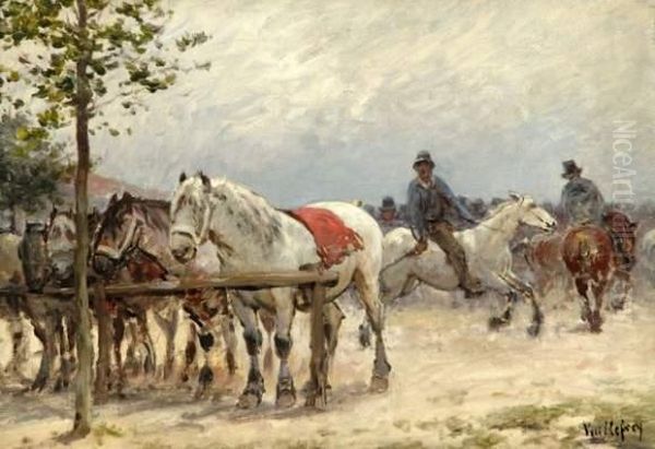 Le Marche Au Chevaux Oil Painting by Felix Dominique De Vuillefroy