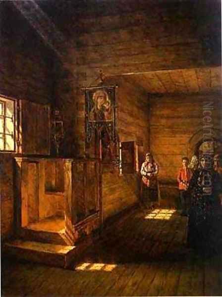 Interior Of The Church Of St John The Evangelist On The Ishna Near Rostov Yaroslavsky Oil Painting by Vasili Vasilyevich Vereshchagin