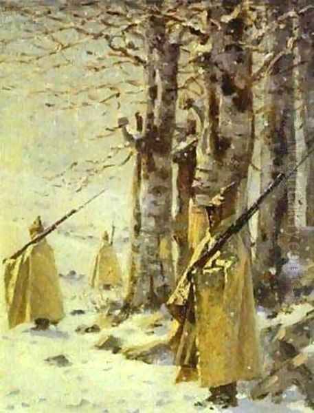 Picket In The Balkan Mountains 1878 Oil Painting by Vasili Vasilyevich Vereshchagin