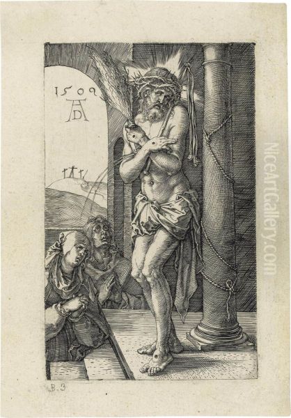 The Man Of Sorrows Standing By A Column Oil Painting by Albrecht Durer