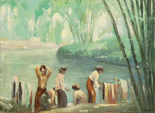 Washing By The River by Leo Eland