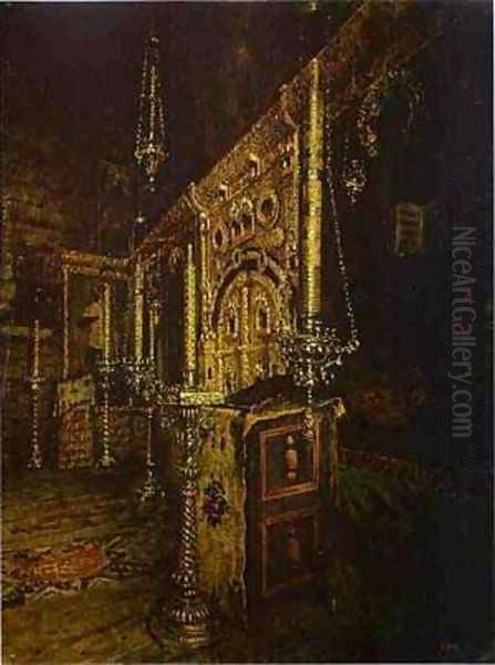 Iconostasis Of The Church Of St John The Evangelist On The Ishna Near Rostov Yaroslavsky 1888 Oil Painting by Vasili Vasilyevich Vereshchagin