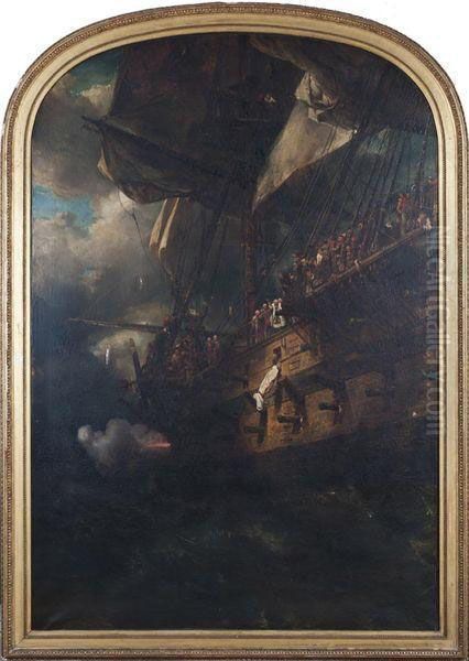 Funerailles D'un Officier De Marine Sous Louis Xvi Oil Painting by Eugene Isabey