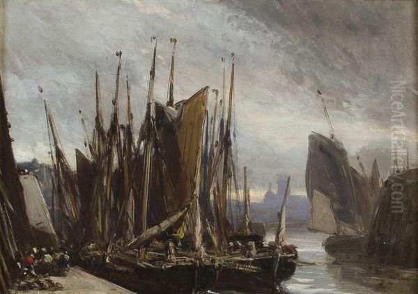 Port Normand Oil Painting by Eugene Isabey