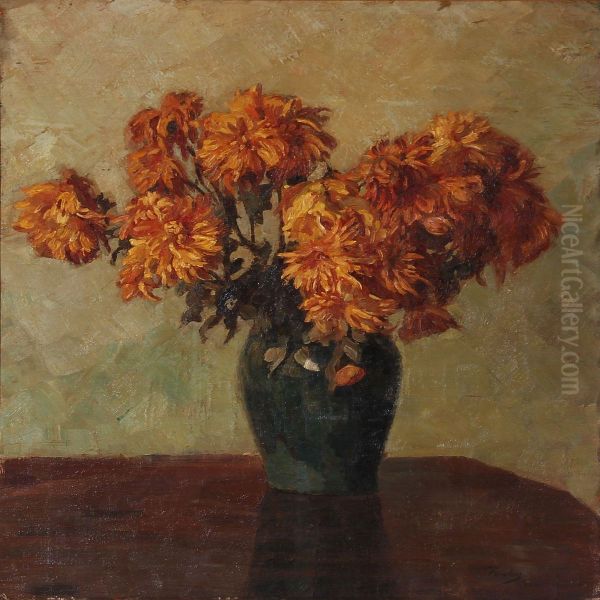 Flowers In A Vase Oil Painting by Ignace Henri Jean Fantin-Latour