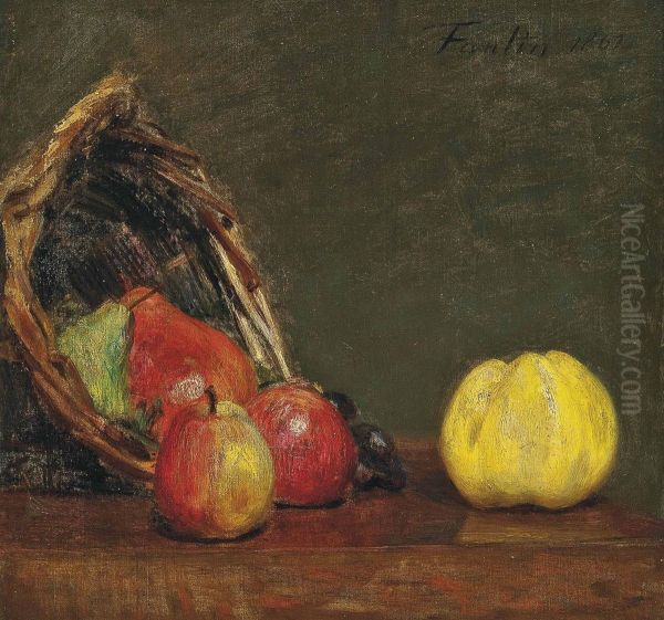 Nature Morte A La Pomme De Calville Oil Painting by Ignace Henri Jean Fantin-Latour