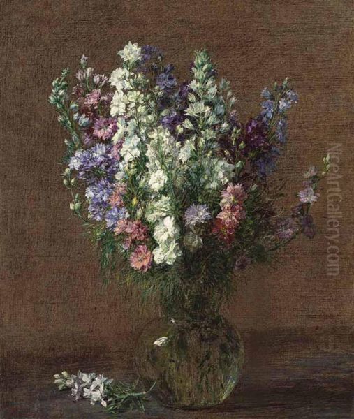 Pieds D'alouette Oil Painting by Ignace Henri Jean Fantin-Latour