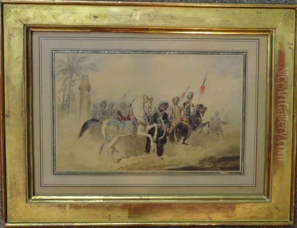 Cavaliers Ottomans Oil Painting by Noel-Dieudonne Finart