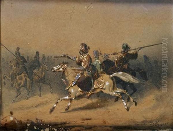 Charge De Cavalerie Ottomane Oil Painting by Noel-Dieudonne Finart