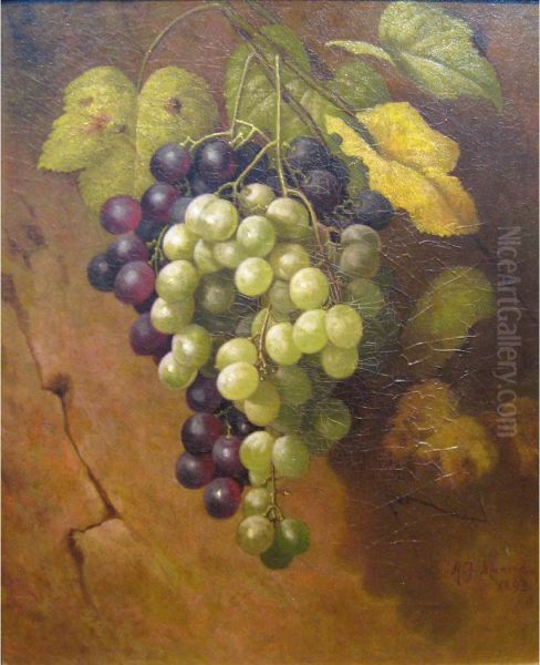 Still Life Of Grapes Oil Painting by Albert Francois Fleury