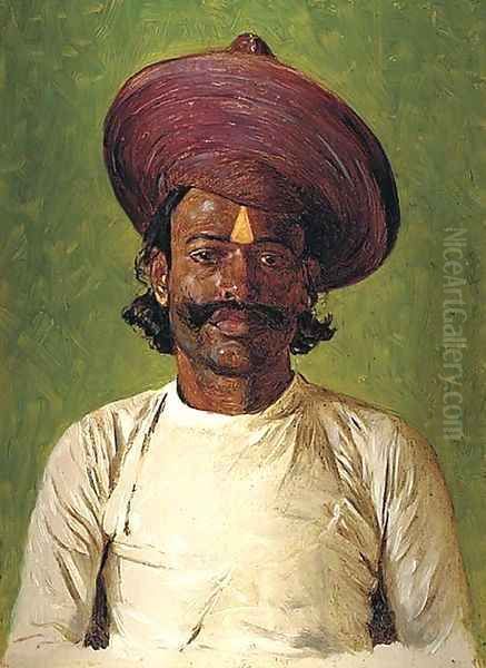 Portrait of an Indian man Oil Painting by Vasili Vasilyevich Vereshchagin