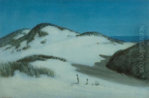 Moonshadows Across Sand Dunes Oil Painting by Albert Moulton Foweraker