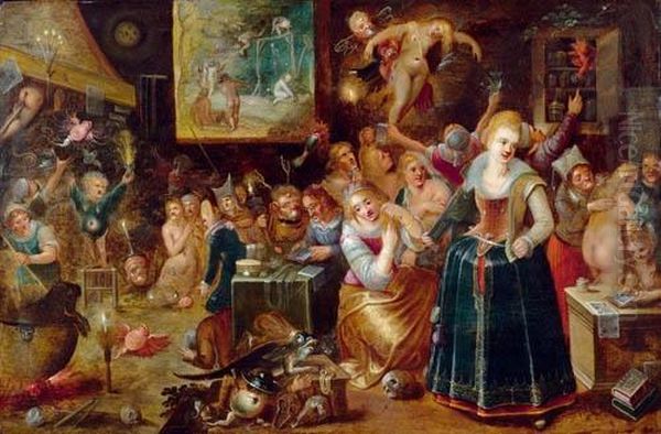 The Witch's Kitchen. Oil Painting by Hieronymus II Francken