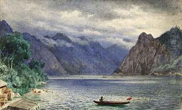 View of Traunsee from Gmunden Oil Painting by Vasili Vasilyevich Vereshchagin