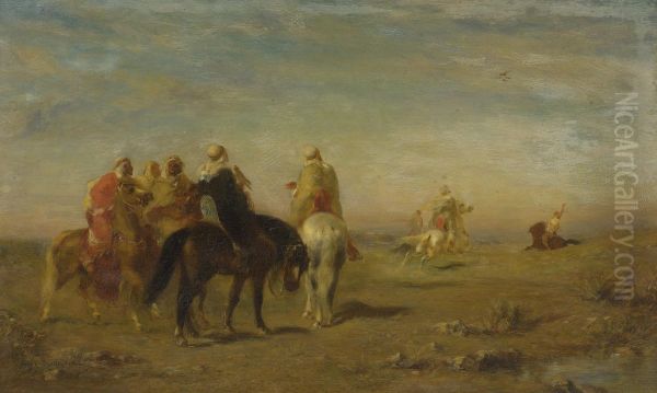 Arabs On Horseback Oil Painting by Eugene Fromentin