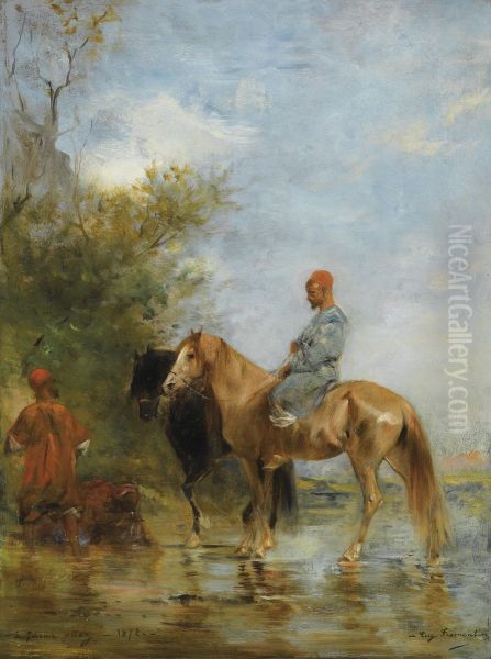 Cavaliers Au Bord De L'eau Oil Painting by Eugene Fromentin