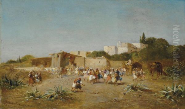 Entree De La Kasbah Oil Painting by Eugene Fromentin