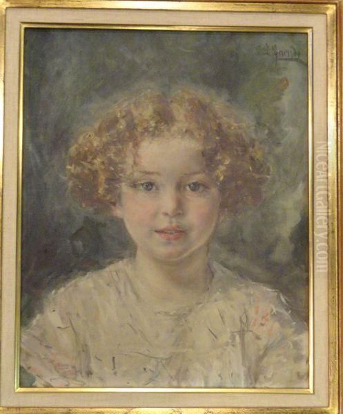 Portrait De Fillette Oil Painting by Eduardo Leon Garrido