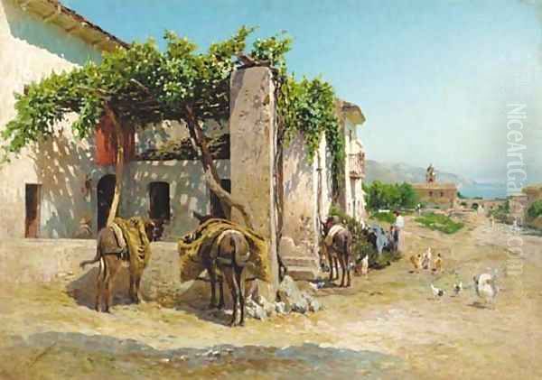 Italian Village by the Coast Oil Painting by Vasili Vasilyevich Vereshchagin