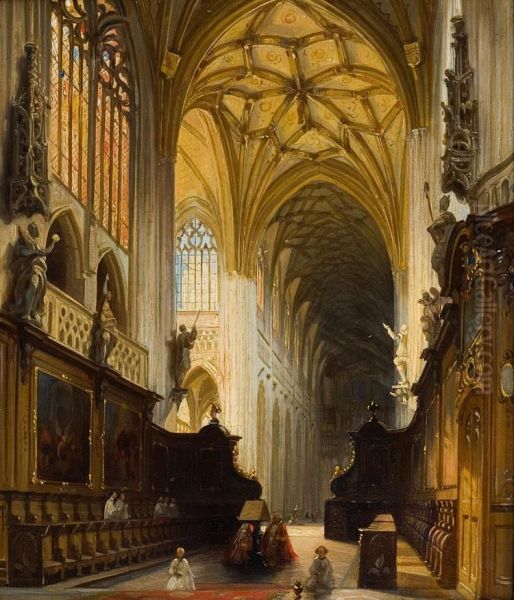 Sint Jakobskerk Te Luik Oil Painting by Jules Victor Genisson