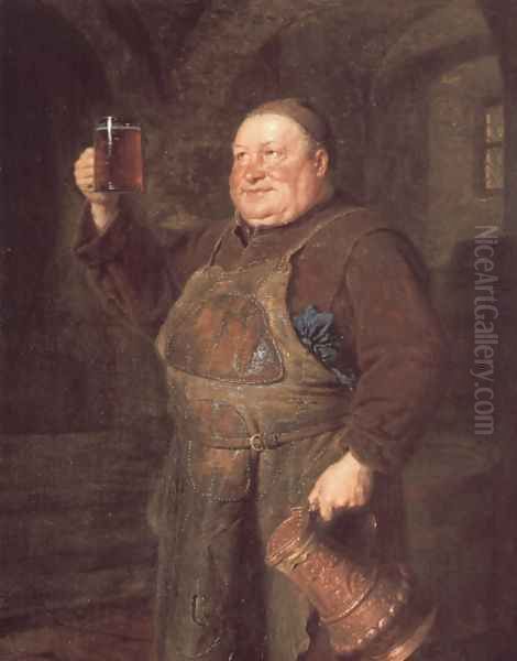 Monch Mit Bierkrug Oil Painting by Eduard Von Grutzner