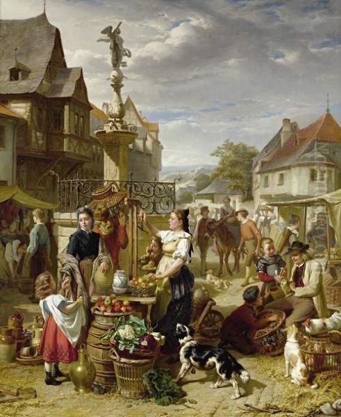 Market Day Oil Painting by Theodore Gerard