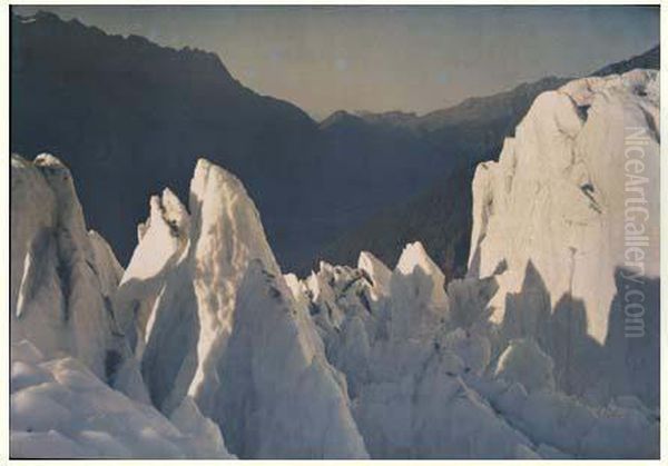 Environs Du Mont-blanc, Les Seracs De La Mer De Glace, Aout 1911 Oil Painting by Leon Gimpel