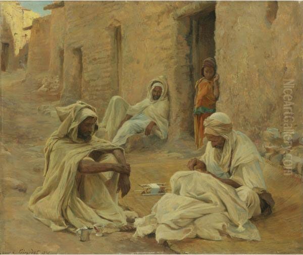 Mending Oil Painting by Eugene-Alexis Girardet