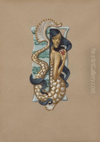 Mermaid 
And 
Brooch Oil Painting by Franz Grassel