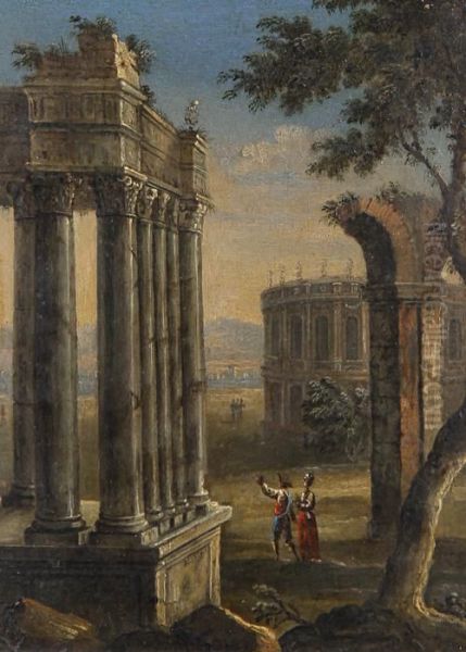 Capriccio Of Ruins Oil Painting by Norbert Joseph Carl Grund