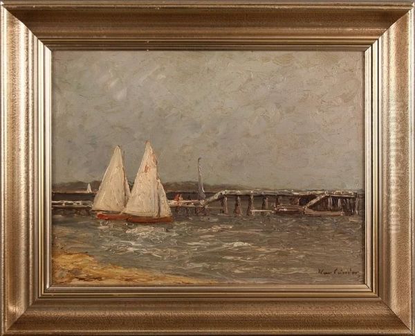 Anlegebrucke Am Timmendorfer Strand Oil Painting by Hans Harlander