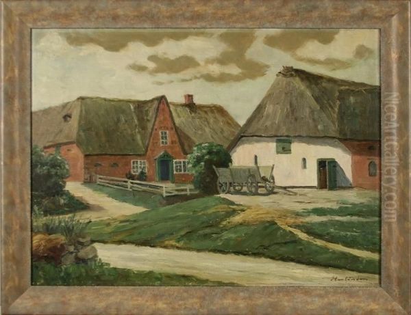 Gehoft Auf Sylt Oil Painting by Hans Harlander