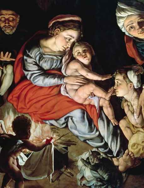 The Holy Family around a Fire, c.1532-33 2 Oil Painting by Jan Cornelisz Vermeyen