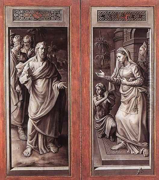 Triptych of the Micault Family (closed) 2 Oil Painting by Jan Cornelisz Vermeyen