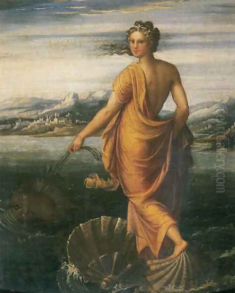 Galatea Oil Painting by Perino del Vaga (Pietro Bonaccors)