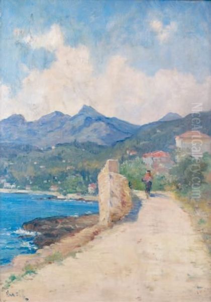 Chemin En Bord De Mer Oil Painting by Marie Joseph Leon Clavel Iwill