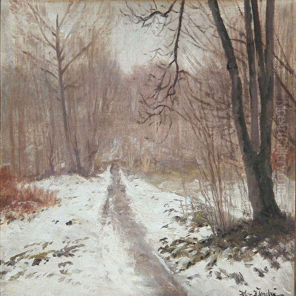 Winter Landscape Oil Painting by Holger Hvitfeldt Jerichau