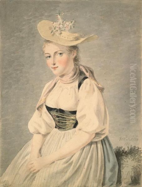 La Belle Bateliere De Brientz Oil Painting by Franz Niklaus Konig