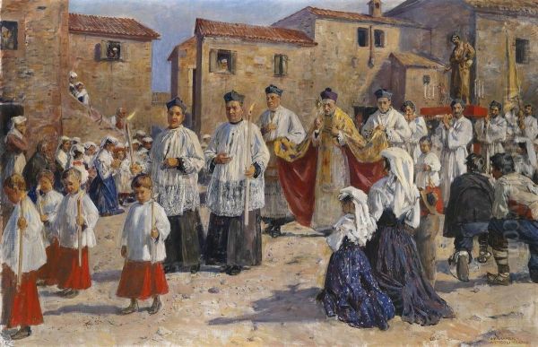 Procession Oil Painting by Johann Viktor Kramer