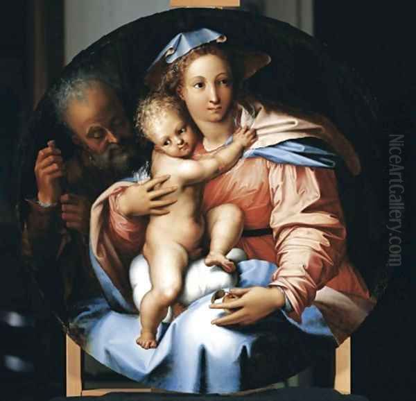 The Holy Family c 1540 Oil Painting by Perino del Vaga (Pietro Bonaccors)