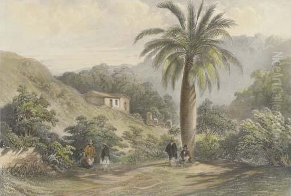 Vue De La Gabia, A Rio De Janeiro. Bresil Oil Painting by Lauvergne, Barthelemy